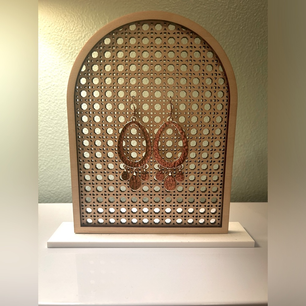 Lavender Blue Gold Dangle Earrings